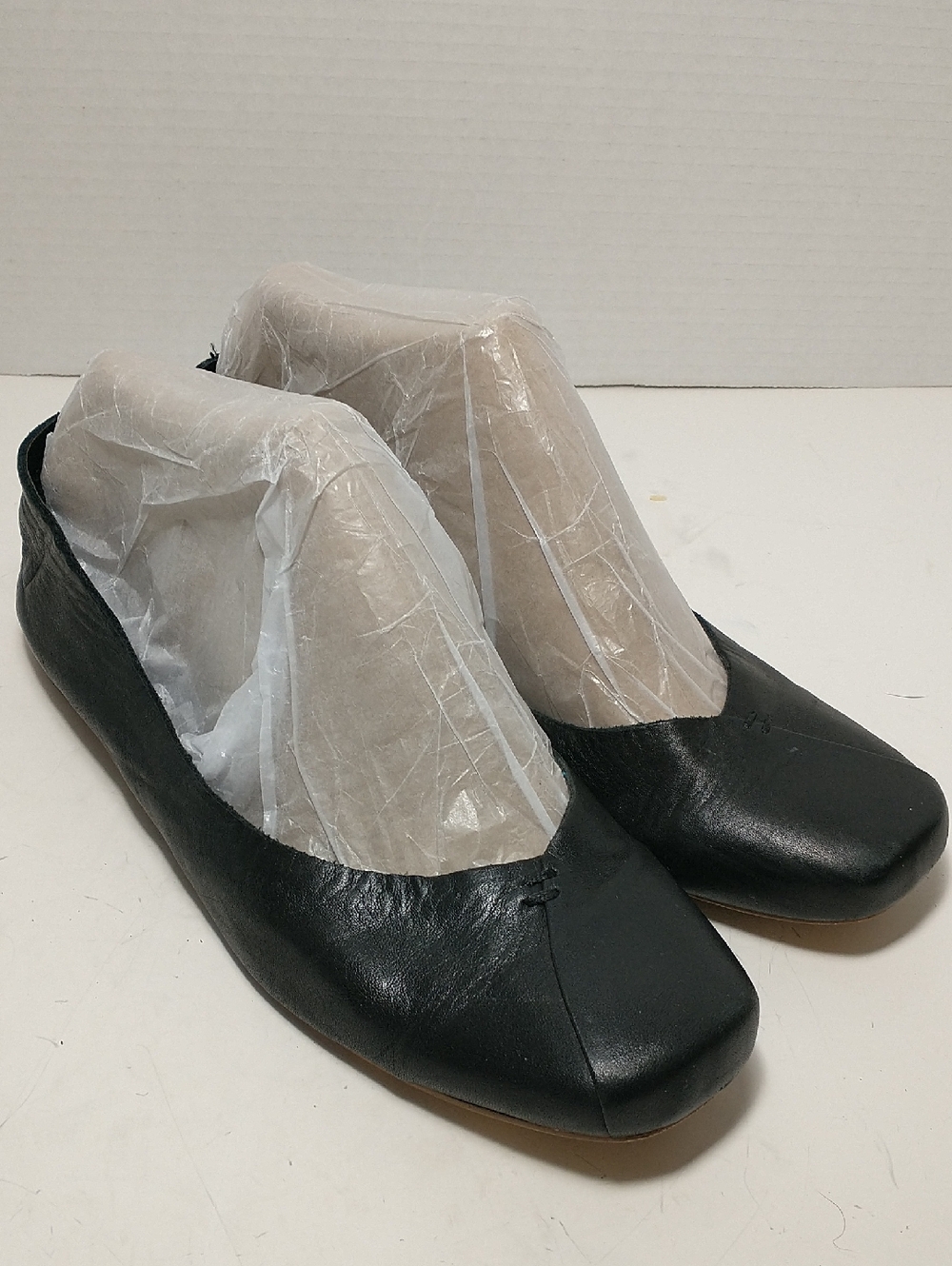 Korks Penelope Leather Square Toe Ballet Flat, Size 9.5, Black,‎ Cottage Core